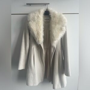 Ever New Off-White Wool Coat with Snow-White Fur – Preloved